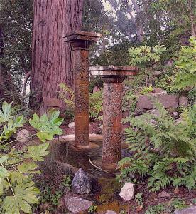 Garden scene with pillars