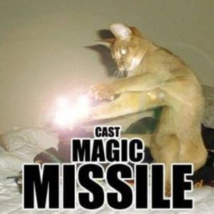 Cat casting magic missile spell